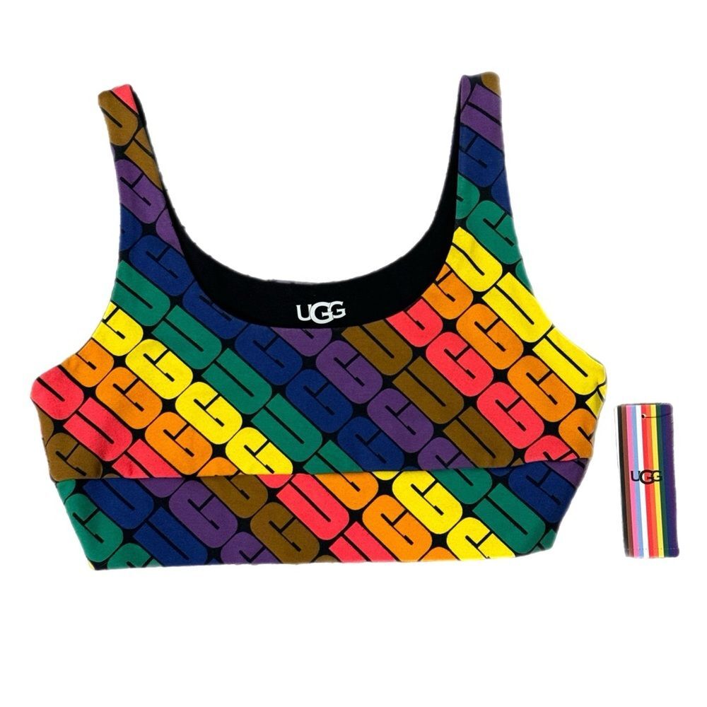 NWT Authentic Ugg logo Pride Rainbow Sports Bra crop top, size med - Picture 2 of 7